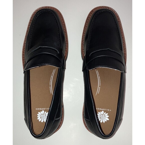 Black Loafer Yellow Box Sherry Women's Slip On sz9 chunky education preppy New - Picture 5 of 6